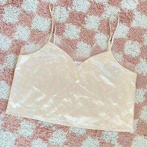 NWT Le Lis Collection Satin Crop Tank Top Sz L